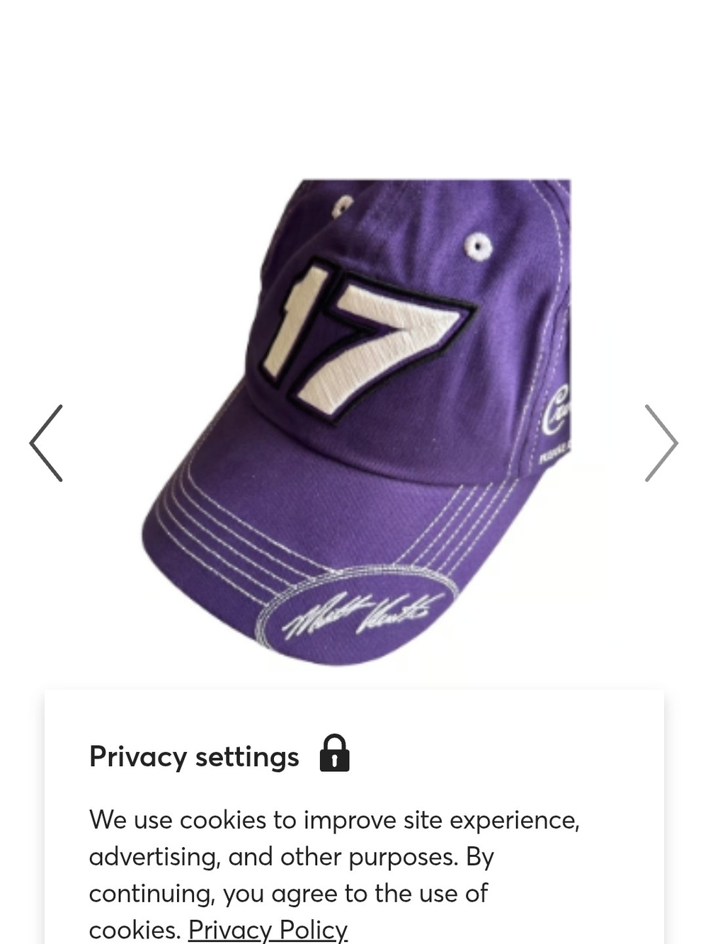 Nascar MATT KENSETH ROUSH RACING fenway  Purple '17' Embroidered  Baseball Cap